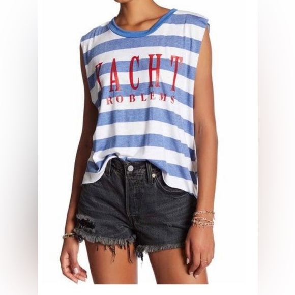 Vintage Havana Tops - Vintage Havana Women's Striped “Yacht Problems” Tank (Size: Small)